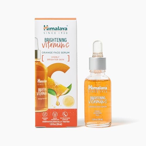 Himalaya Brightening Vitamin C Orange Face Serum, with Niacinamide, Hyaluronic Acid & Tangerine Peel Extract for Visibly Enhanced Luminosity and Brighter Skin, Lightweight Formula, 1.0 fl oz (30 mL) : Beauty & Personal Care
