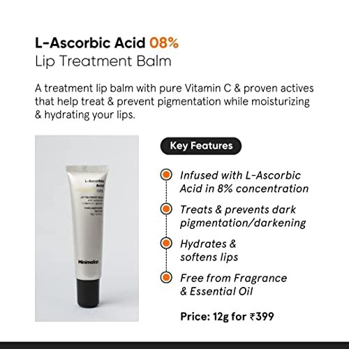 Minimalist 8% L-Ascorbic Acid Lip Treatment Balm with Vitamin E, Radianskin & Glycerine for Pigmented & Dark Lips | 12 gm : Beauty & Personal Care - Image 2