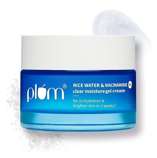 Plum 2% Niacinamide & Rice Water Face Moisturizer | Lightweight Gel Cream for Oil-Free Hydration & Bright-Looking Skin | Fragrance-Free | Vegan | 25 g : Beauty & Personal Care