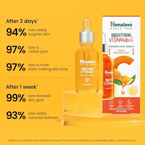 Himalaya Brightening Vitamin C Orange Face Serum, with Niacinamide, Hyaluronic Acid & Tangerine Peel Extract for Visibly Enhanced Luminosity and Brighter Skin, Lightweight Formula, 1.0 fl oz (30 mL) : Beauty & Personal Care - Image 4
