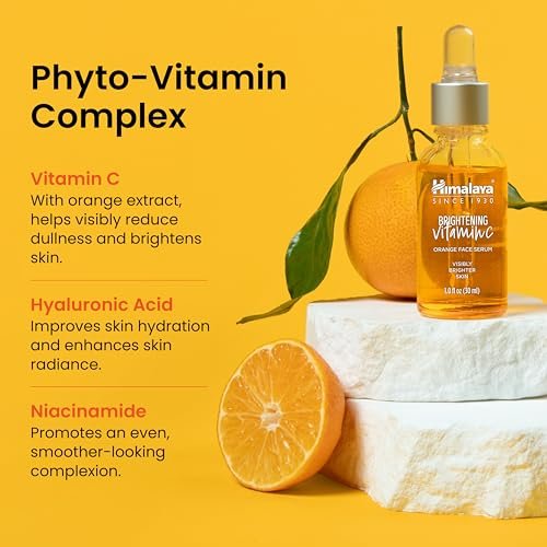 Himalaya Brightening Vitamin C Orange Face Serum, with Niacinamide, Hyaluronic Acid & Tangerine Peel Extract for Visibly Enhanced Luminosity and Brighter Skin, Lightweight Formula, 1.0 fl oz (30 mL) : Beauty & Personal Care - Image 3